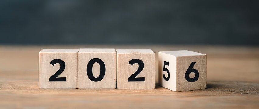 Wooden Block 2025 Number Decoration Minimalist Year Theme Desktop Ornament New Year Holiday Decor Visual Material
