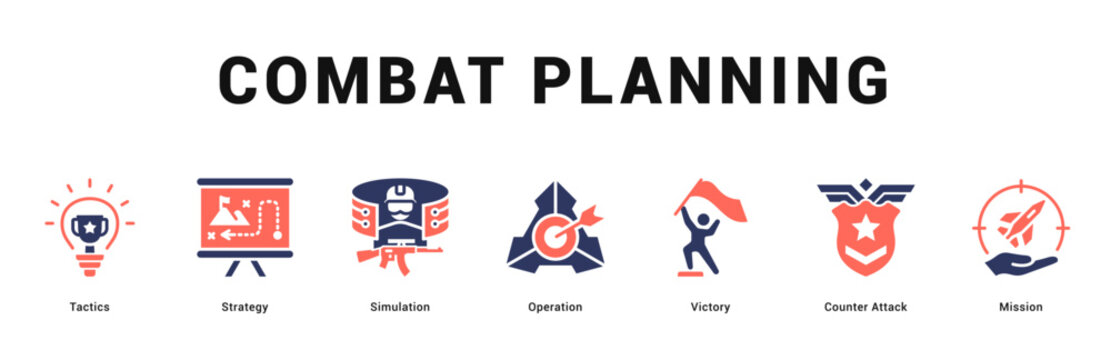 Combat Planning Modern and clean web banner illustration featuring thematic icons for visual communication