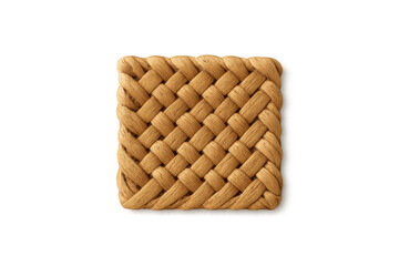 Woven rope mat texture on transparent background