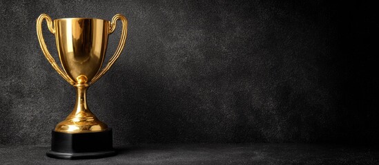 Golden Trophy on Dark Textured Background Symbolizing Achievement and Success