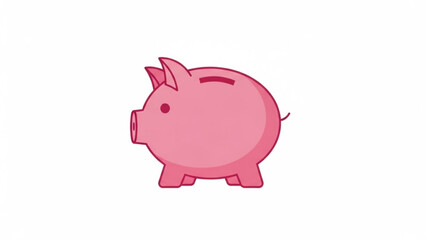 Obraz premium Pink piggy bank icon simple flat illustration for finance and savings concept isolated on white background