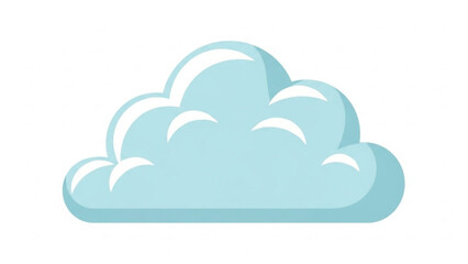 Fototapeta premium Simple light blue cloud illustration a stylized weather symbol for forecasts and climate concepts isolated on a clean white background