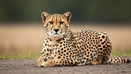 Fototapeta premium Cheetah and Leopard Wildlife Portrait in Natural Safari Setting