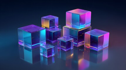 Iridescent Cubes - A Captivating Display of Light and Form.