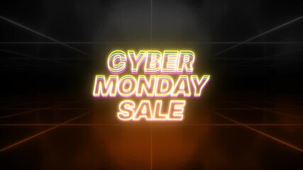 Cyber monday sale text animation retro background