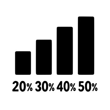 Rising Bar Chart with Percentage Growth 20 to 50