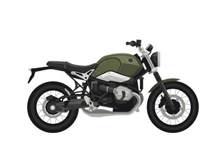 Obraz premium Modern Retro Scrambler Motorcycle Vector Illustration Side View
