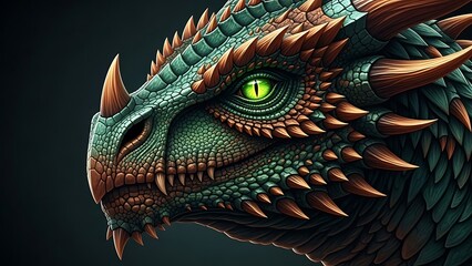 Fototapeta premium Fantasy Dragon Eye Close Up Detail Reptile Monster Illustration