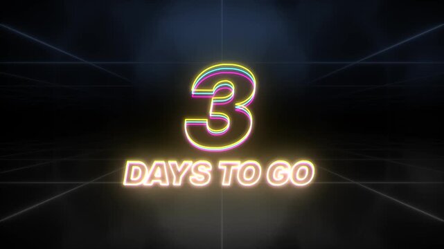 3 day to go text animation retro background