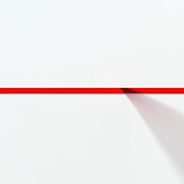 3D Red Strip with Shadow on White Background - Minimalist Geometric Design Element