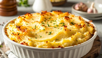 A shepherd's pie, with a beautiful potato top. Generative AI