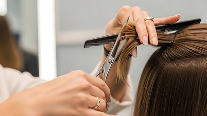 Professional hair cutting session