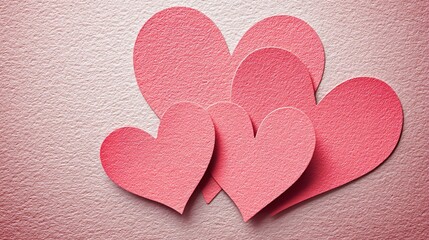 Fototapeta premium Paper Cut Heart Background Minimal Romantic Design 