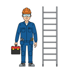 Obraz premium Vector illustration design, a male electrician with his tools