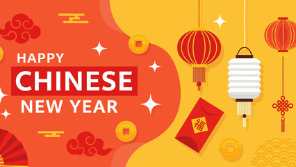 Landscape banner chinese new year, vector illustration design