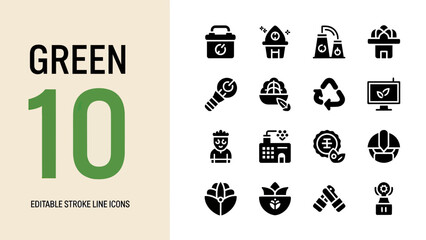 Green Energy and Industry Icons Collection.