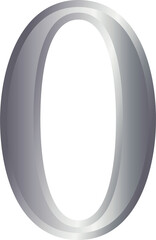 0 zero metallic number font silver