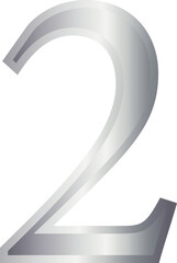 2 two metallic number font silver