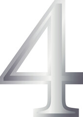 4 four metallic number font silver
