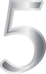 5 five metallic number font silver