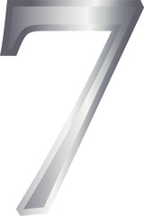 7 seven metallic number font silver