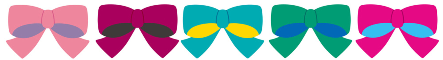 かわいいツートンカラーのリボン素材セット