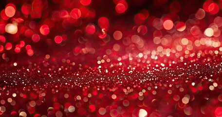 A vibrant display of red bokeh lights creating a festive, sparkling effect.
