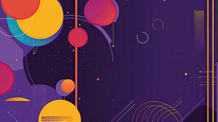 Abstract design featuring colorful geometric shapes on a dark background.