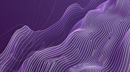 Abstract waves with flowing lines and a purple gradient background.
