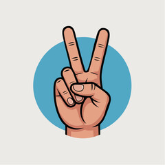 Peace Sign Hand Gesture Illustration