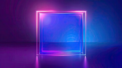 A glowing neon frame in a dark gradient background, ideal for digital displays or presentations.