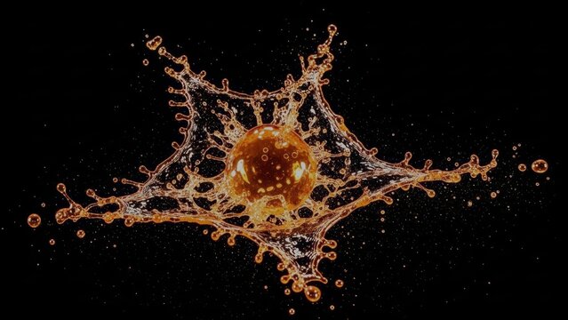 Orange liquid splash on oled / true black background