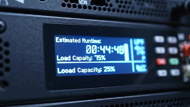 UPS System Display - Monitoring Power and Load Capacity.
