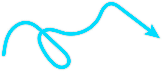 Wavy blue hand drawn arrow showing downward trend