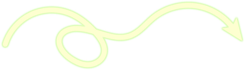 Neon glowing wavy line with downward arrow