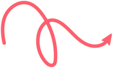 Hand-drawn looping red arrow pointing right