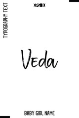 Fototapeta premium Veda -Girl Name Modern Stylish Cursive Brush Typography Text Vector Template