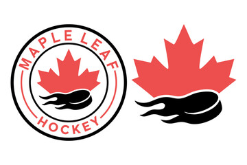 maple leaf hokey logo design vector art
