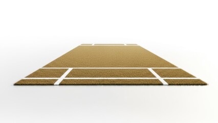Empty cricket pitch with white marking lines on dry grass isolated on a clean white background | circular, cricket, ground, pitch, wicket, stumps, grass, field, sport, game.