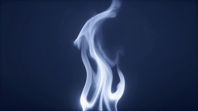 Ethereal white flame on dark blue background