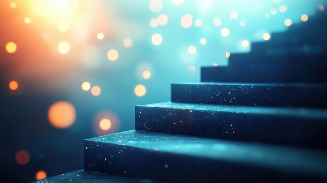 Personal development and career growth, illustrating the path to success, on blurred background