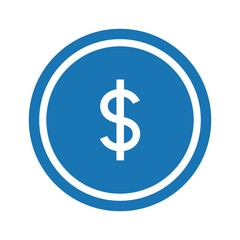 Obraz premium Dollar sign icon in blue circle