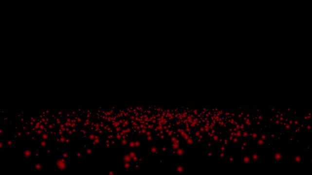 motion Red Spheres Falling and Settling on Black Background. Minimal Motion of Red Spheres on Black Surface. Red Balls Dropping, Bouncing, and Coming to Rest. 
