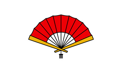 Obraz premium Red Chinese Folding Fan Vector Icon, Traditional Lunar New Year Decoration, Oriental Asian Culture Graphic Element Isolated.