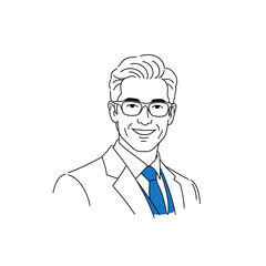 Fototapeta premium A professional man in a suit and tie is illustrated in a simple line drawing style
