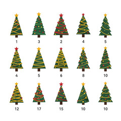 Obraz premium Collection of Decorated Christmas Trees with Star Toppers.