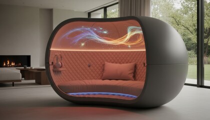 Futuristic Relaxation Pod with Dynamic Light Display | Modern Home Interior