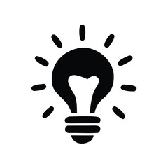 Illuminated light bulb icon representing a brilliant idea, creative inspiration, innovation, problem-solving, and the spark of new knowledge, perfect for showcasing intellectual breakthroughs