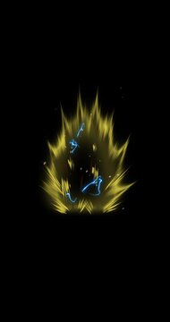 The Super Saiyan power-up effect faithfully recreates the details and features of the anime's special effects while retaining the original design style. 