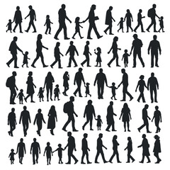 Obraz premium Silhouettes of People Walking A Diverse Crowd in Motion.